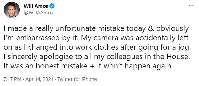 Will Amos meminta maaf melalui Twitter.
