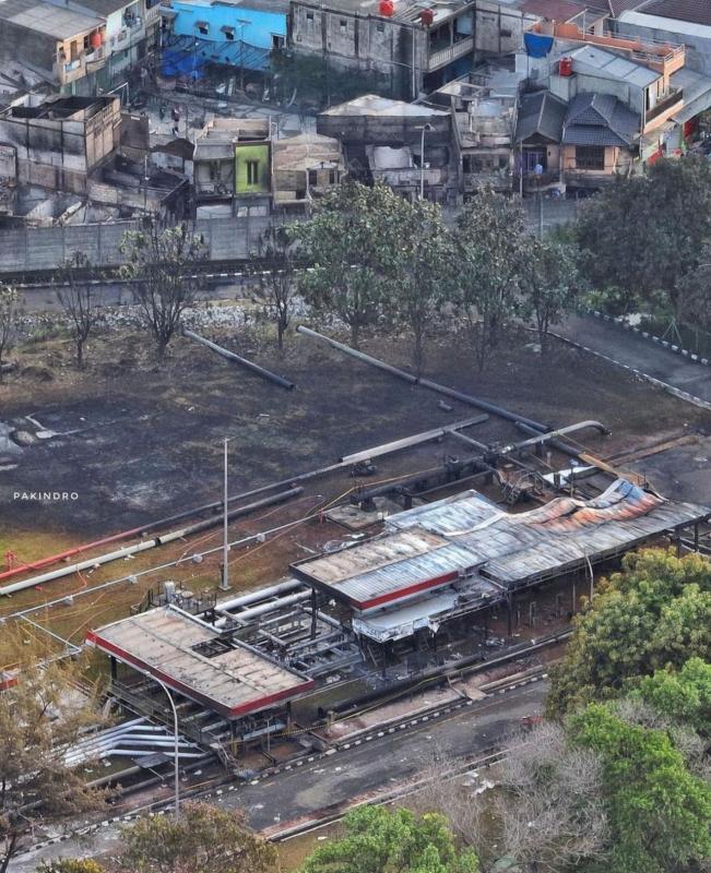 Titik lokasi kebakaran di Depo Pertamina, Plumpang, Jakarta Utara, dilihat dari udara,/foto istimewa/polri