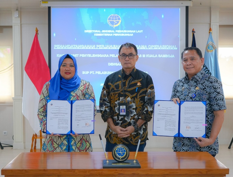Dirjen Perhubungan Laut saksikan teken kerja sama antara UPP Kuala Samboja dan PT Pelabuhan Tiga Saudara